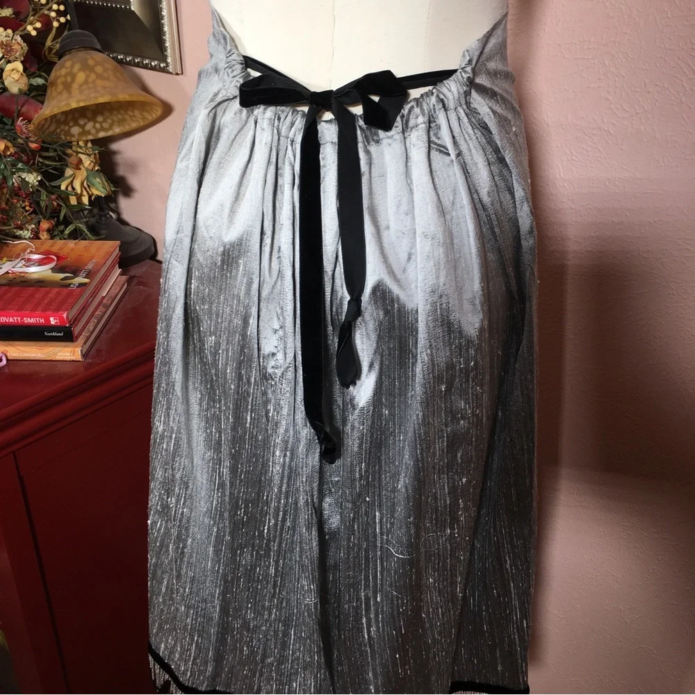Vintage 1990 Y2K Unique Art deco Raw Silk Beaded Fringe Midi Formal Skirt - Picture 15 of 17